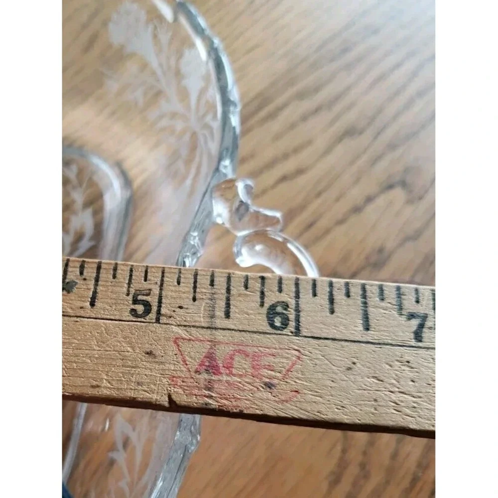 Fostoria Century Heather Etched 2 Part Divided Relish Dish Side Handled 7.5